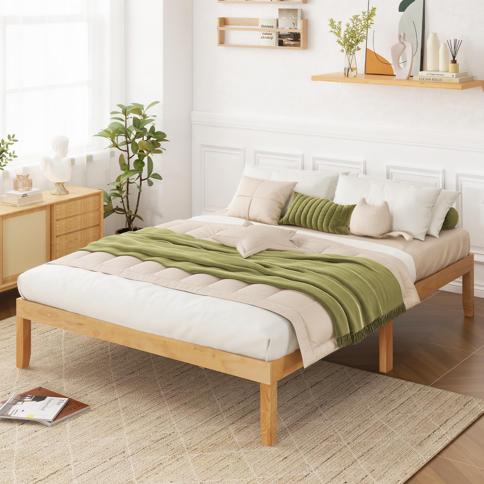 Amazon.com: Giantex 14 Inch Queen Wood Platform Bed Frame